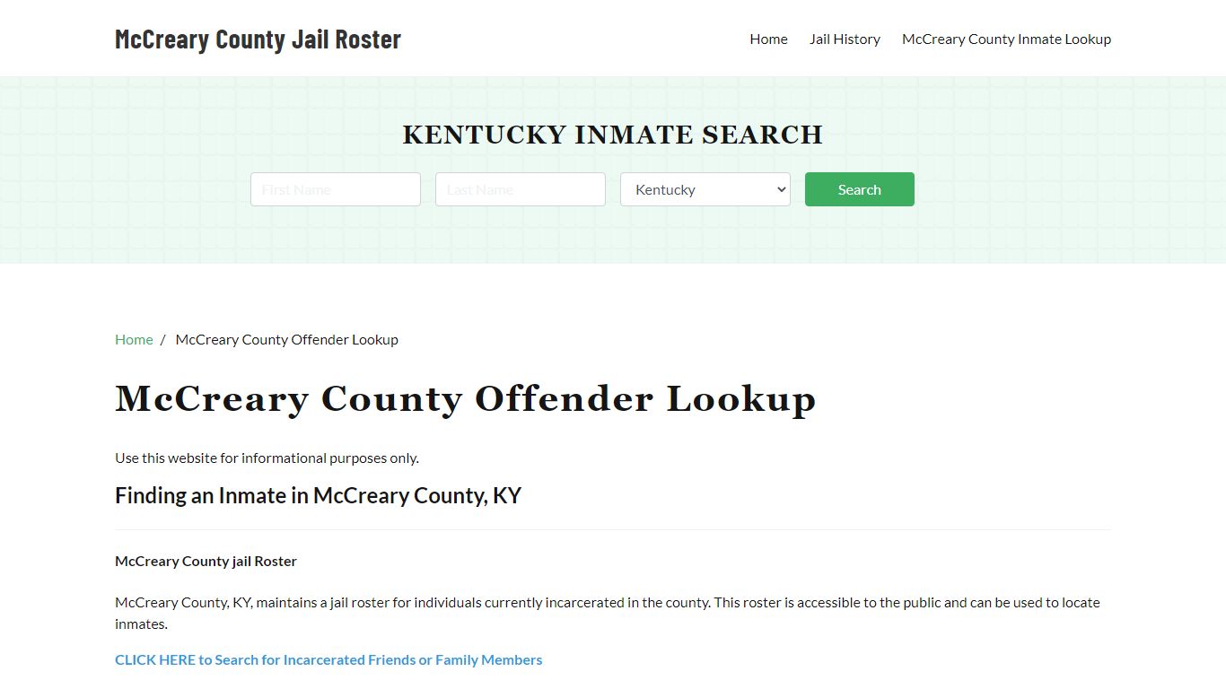 McCreary County Inmate Search, Jail Rosters