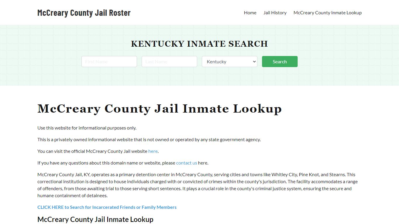 McCreary County Jail Roster Lookup, KY, Inmate Search